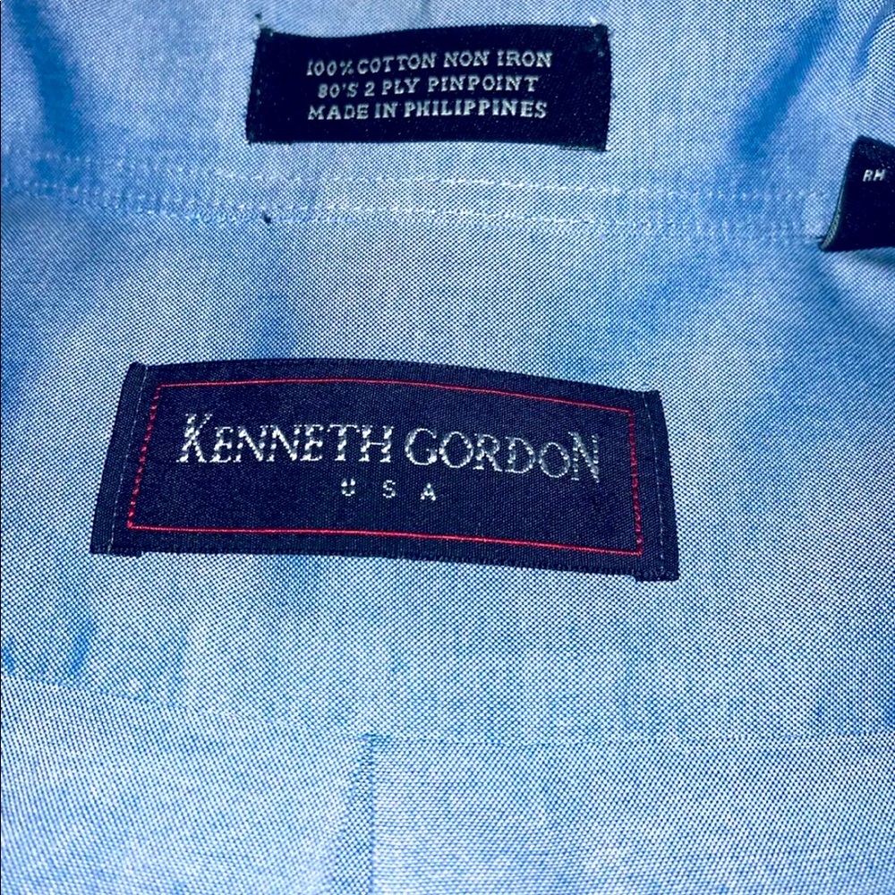 Men's Collared Shirt by Kenneth Gordon Size 16.5/33 the color is Blue
